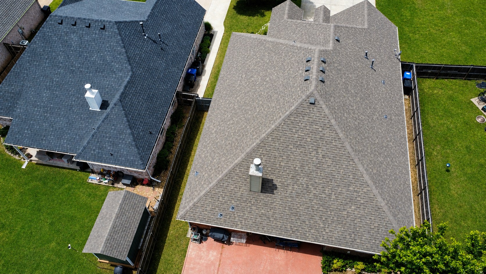Aerial view of completed roof replacement